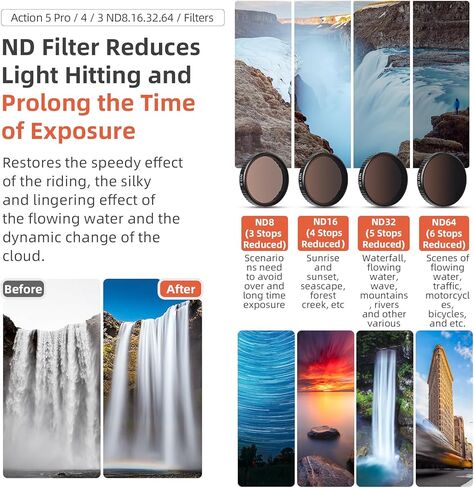 مرشح مقاوم للماء لمرشح DJI Osmo Action5Pro/4/3 مرشح زجاجي بصري ND8/16/32 الكثافة المحايدة ومرشحات استقطاب CPL لـ ACTION5PRO/4/3 in Kuwait