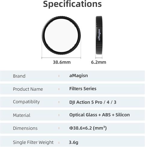 مرشح مقاوم للماء لمرشح DJI Osmo Action5Pro/4/3 مرشح زجاجي بصري ND8/16/32 الكثافة المحايدة ومرشحات استقطاب CPL لـ ACTION5PRO/4/3 in Kuwait