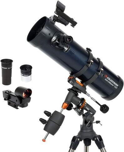 Celestron – AstroMaster 114EQ Newtonian Telescope – Manual Reflector for Beginners – Aluminized Mirror – Adjustable-Height Tripod – Includes Accessories Plus Astronomy Software Package in Saudi Arabia