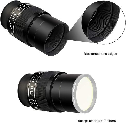 SVBONY SV188P Dielectric Mirror Star Diagonal, 90 Degree Mirror Diagonal Bundle with SV154 2 inch Super Wide Angle 70 Degree 26mm Telescope Eyepiece for Astronomy Observation in Saudi Arabia