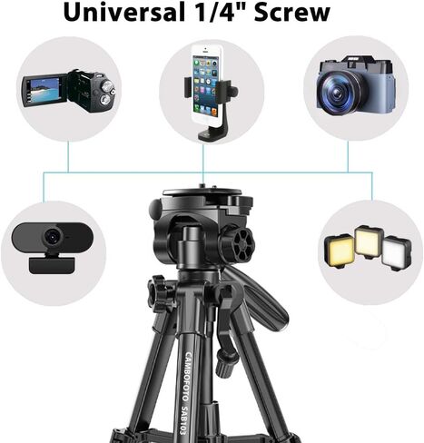 74 "-camera-tripod ، محترف ثلاثي الأبعاد/الساق الكاميرا بدون مرآة/DSLR/الهاتف الخلوي/كاميرا الفيديو/GoPro ، مع حامل الهاتف وحقيبة السفر (Gunmetal Gray) الوزن 2.8 رطل 8.8 رطل 8.8 رطل in Kuwait