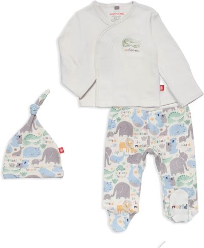 Magnetic Me Organic Cotton Newborn Take Home Kimono Set | Super Soft Organic Cotton Fabric | Blue Jolie Giraffe | Newborn in Saudi Arabia