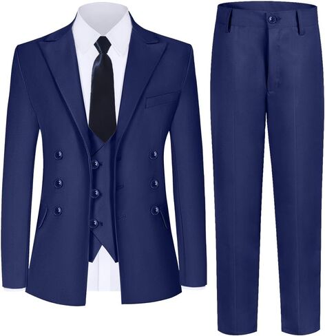 Suit for Boys 5 Pieces Boys Suits with Double Breasted Tuxedo for Wedding Ring Bearer Outfit School Dress Clothes in Kuwait