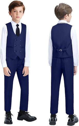 Suit for Boys 5 Pieces Boys Suits with Double Breasted Tuxedo for Wedding Ring Bearer Outfit School Dress Clothes in Kuwait