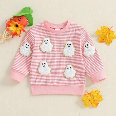 Madjtlqy Toddler Baby Boy Girl Halloween Outfit Pumpkin Sweatshirts Long Sleeve Crewneck Pullover Kids Fall Winter Clothes in Saudi Arabia