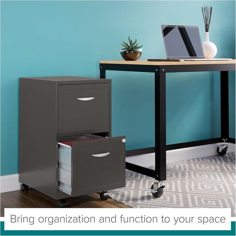 خزانة ملفات عمودية معدنية متنقلة ذات درجين مقاس 18 بوصة من Hirsh Industries Space Solutions - أبيض/بلاتيني in Kuwait