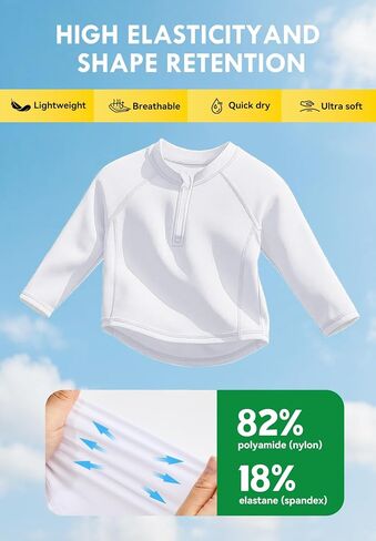 Zando Toddler Rash Guard for Boys Upf 50+ Half Zip Long Sleeve Girls Sun Shirts Baby Swim Shirt 6 أشهر و 5 سنوات in Saudi Arabia
