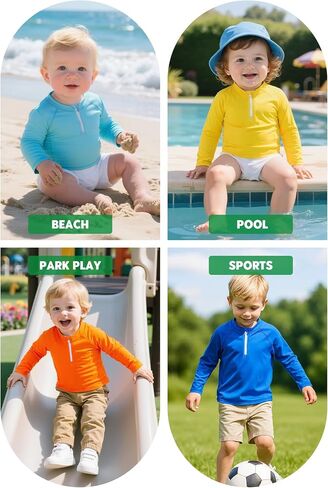 Zando Toddler Rash Guard for Boys Upf 50+ Half Zip Long Sleeve Girls Sun Shirts Baby Swim Shirt 6 أشهر و 5 سنوات in Saudi Arabia