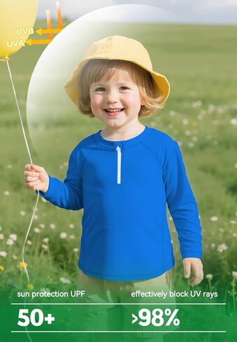Zando Toddler Rash Guard for Boys Upf 50+ Half Zip Long Sleeve Girls Sun Shirts Baby Swim Shirt 6 أشهر و 5 سنوات in Saudi Arabia