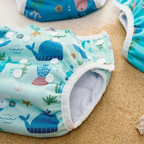 Happyflute Swim Diapers-طفل الأطفال المسبح القابل للالتفاف للسباحة والسباحة للأطفال حديثي الولادة ، الأطفال الصغار (0-3 سنوات ، 10-40 رطل)-حفاضات سباحة للأطفال لوقت الشاطئ والسباحة (المحيط الأزرق) in Kuwait