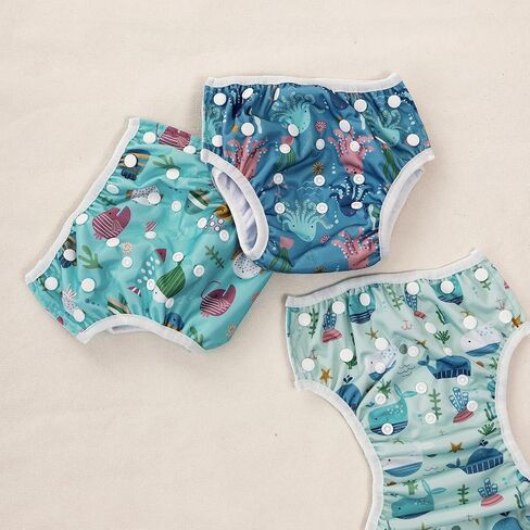 Happyflute Swim Diapers-طفل الأطفال المسبح القابل للالتفاف للسباحة والسباحة للأطفال حديثي الولادة ، الأطفال الصغار (0-3 سنوات ، 10-40 رطل)-حفاضات سباحة للأطفال لوقت الشاطئ والسباحة (المحيط الأزرق) in Kuwait