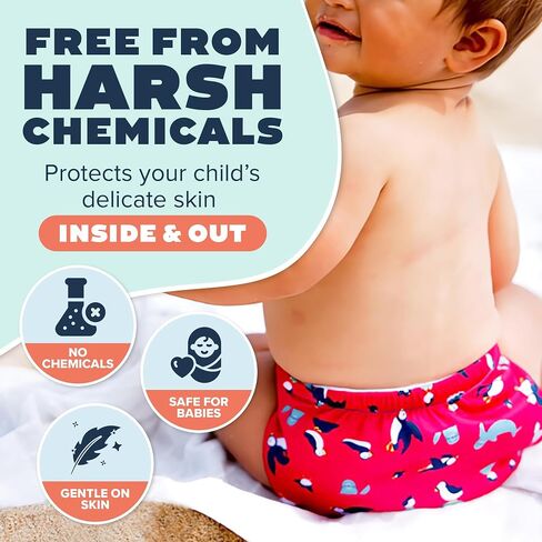 TotsBots Reusable Swim Diapers - Baby & Toddler Swimming Diapers, Adjustable Water-Friendly Swim Diaper - 2 Pack Bundle - (Size 2) in Kuwait
