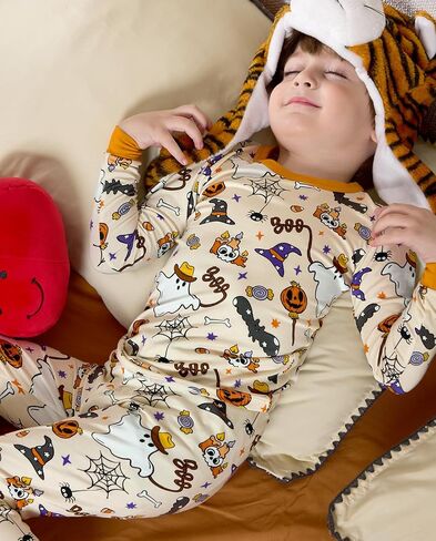 babee Reshinee Bamboo Viscose Toddler Pajamas Boys Girls Baby 12M-8Y Pjs Sets Kids 2pcs Long-Sleeve Snug fit Sleepwear in Kuwait