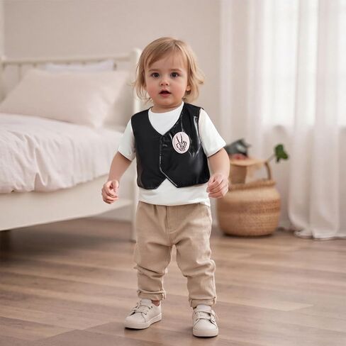 Bagilaanoe Toddler Baby Boy Girl 2nd Birthday Outfit Bad Two The Bone Letter Printed Vest Sleeveless Tops Jacket Waistcoat in Saudi Arabia