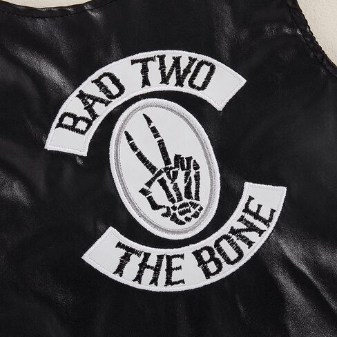 Bagilaanoe Toddler Baby Boy Girl 2nd Birthday Outfit Bad Two The Bone Letter Printed Vest Sleeveless Tops Jacket Waistcoat in Saudi Arabia