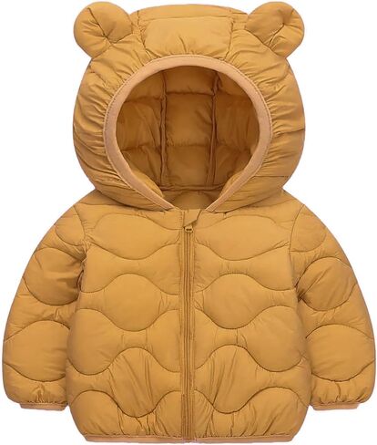Toddler Winter Coats Puffer Padded Jacket Baby Boys Girls Bear Hoods Down Jacket Light Weight Infant Outerwear in Kuwait