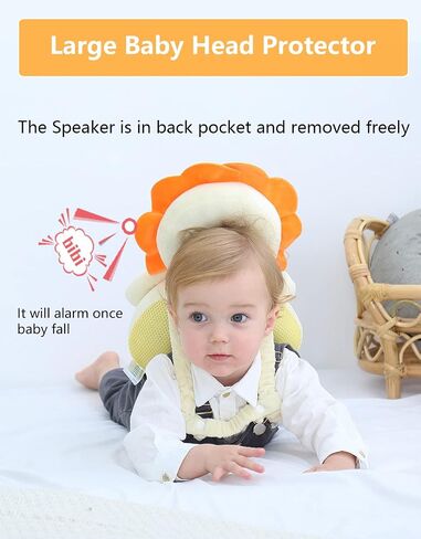 حقيبة ظهر رأس Junneng Baby مع صرير ، وسادات الركبة ، الجوارب المضادة للانزلاق ، مجموعات الأسد الأصفر in Kuwait