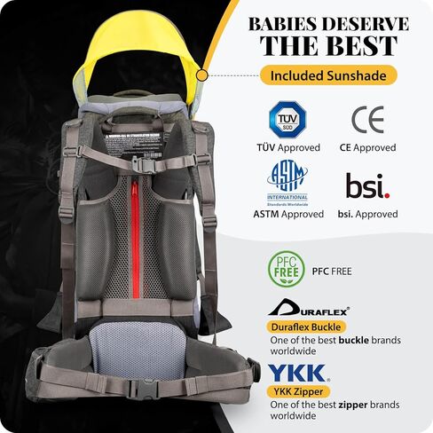 WIPHA Baby Backpack Carrier, Upgraded Carrying System Toddler Hiking Backpacks Carrier, Ergonomic Pro Baby Carrier Backpack with Safety Seat in Kuwait