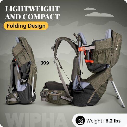 WIPHA Baby Backpack Carrier, Upgraded Carrying System Toddler Hiking Backpacks Carrier, Ergonomic Pro Baby Carrier Backpack with Safety Seat in Kuwait