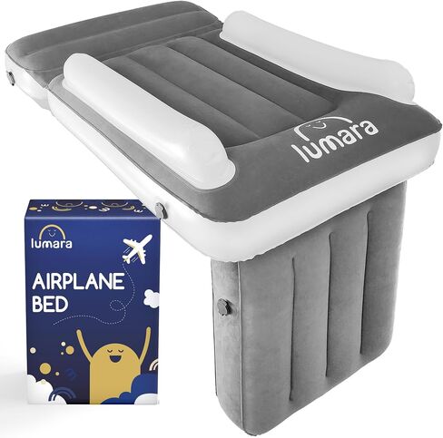 Lumara Toddler Airplane Bed - قاع طائرة قابلة للنفخ للأطفال الصغار ، موسع مقعد الطفل في الطائرة - تفجير مرتبة الهواء لنوم الأطفال مع حزام الأمان ، والصمامات المبتكرة ، ولا تحتاج إلى مضخة مطلوبة in Kuwait