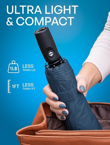 REPEL Windproof Travel Umbrella - Compact & Withstands Winds up to 85MPH , Strongest Premium Auto Folding Umbrella for Rain and Sun - Durable, Light & Portable for Women & Men , Fits Backpack & Cars in Kuwait