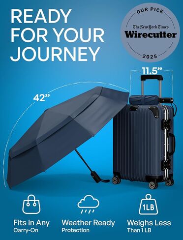 REPEL Windproof Travel Umbrella - Compact & Withstands Winds up to 85MPH , Strongest Premium Auto Folding Umbrella for Rain and Sun - Durable, Light & Portable for Women & Men , Fits Backpack & Cars in Kuwait