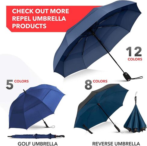 REPEL Windproof Travel Umbrella - Compact & Withstands Winds up to 85MPH , Strongest Premium Auto Folding Umbrella for Rain and Sun - Durable, Light & Portable for Women & Men , Fits Backpack & Cars in Kuwait