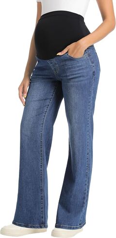V VOCNI Women's Maternity Jeans Straight Leg Stretchy Pregnancy Jeans Bootcut Denim Work Pants in Saudi Arabia