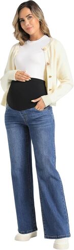 V VOCNI Women's Maternity Jeans Straight Leg Stretchy Pregnancy Jeans Bootcut Denim Work Pants in Saudi Arabia