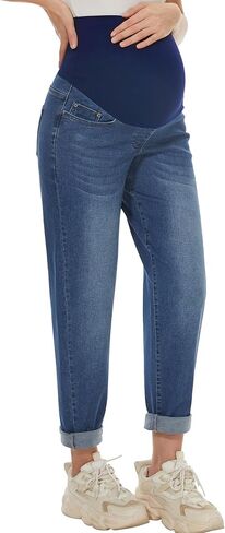 AVOG Maternity Boyfriend Jeans High Waisted Stretchy Denim Pregnancy Pants with 4 Pockets in Kuwait