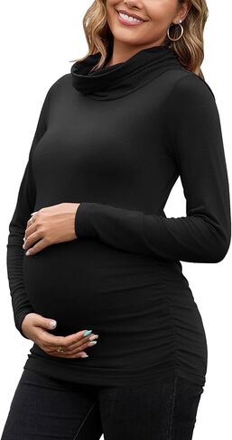 Ginkana الأمومة الأكمام الطويلة قمصان Cowl العنق الحمل قمم السحب قمم الأساس لوزنشات Tee Typshirts الأساسية in Kuwait