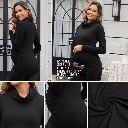 Ginkana الأمومة الأكمام الطويلة قمصان Cowl العنق الحمل قمم السحب قمم الأساس لوزنشات Tee Typshirts الأساسية in Kuwait
