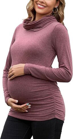 Ginkana الأمومة الأكمام الطويلة قمصان Cowl العنق الحمل قمم السحب قمم الأساس لوزنشات Tee Typshirts الأساسية in Kuwait