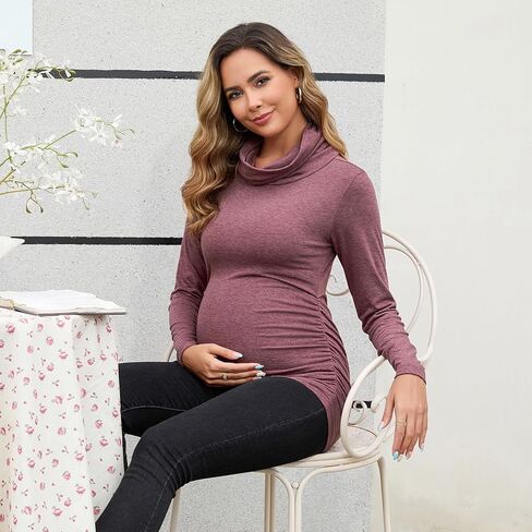 Ginkana الأمومة الأكمام الطويلة قمصان Cowl العنق الحمل قمم السحب قمم الأساس لوزنشات Tee Typshirts الأساسية in Kuwait