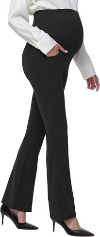 Women's Maternity Pants for Work Over-Bump Pregnancy Casual Stretchy Straight Dress Pants Pregnancy Bootcut Pant in Kuwait