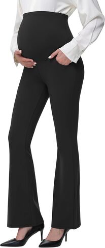 Women's Maternity Pants for Work Over-Bump Pregnancy Casual Stretchy Straight Dress Pants Pregnancy Bootcut Pant in Kuwait