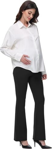 Women's Maternity Pants for Work Over-Bump Pregnancy Casual Stretchy Straight Dress Pants Pregnancy Bootcut Pant in Kuwait