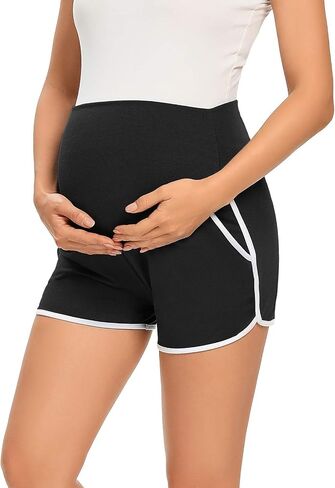 Ecavus 3 Pack شورتات الأمومة للسيدات تمرين صالة رياضية على شورتات حمل البطن للنساء مع جيوب in Kuwait