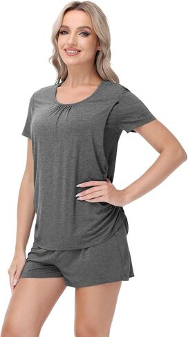 بيجامات الأمومة النسائية مجموعة Viscose من الخيزران PJs للرضاعة الطبيعية في صالة التمريض الأكمام القصيرة S-XXL in Kuwait