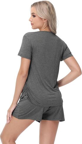 بيجامات الأمومة النسائية مجموعة Viscose من الخيزران PJs للرضاعة الطبيعية في صالة التمريض الأكمام القصيرة S-XXL in Kuwait
