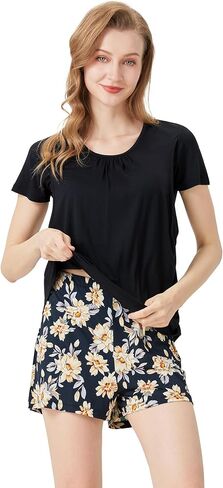 بيجامات الأمومة النسائية مجموعة Viscose من الخيزران PJs للرضاعة الطبيعية في صالة التمريض الأكمام القصيرة S-XXL in Kuwait
