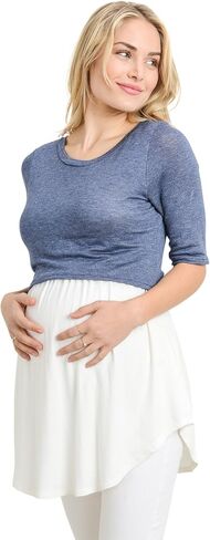 HELLO MIZ Women's Maternity Nursing Tunic Top with Empire Waist in Kuwait