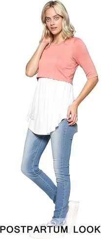 HELLO MIZ Women's Maternity Nursing Tunic Top with Empire Waist in Kuwait