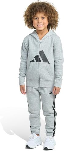 adidas baby-boys 2-piece Long Sleeve Essential Big Logo Heather Fleece Jacket & Jogger Set in Saudi Arabia