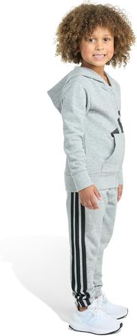 adidas baby-boys 2-piece Long Sleeve Essential Big Logo Heather Fleece Jacket & Jogger Set in Saudi Arabia