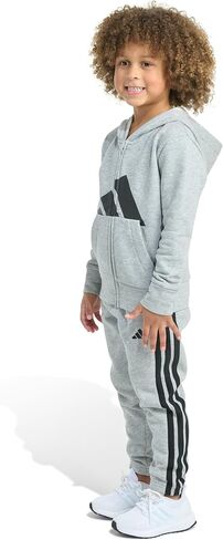 adidas baby-boys 2-piece Long Sleeve Essential Big Logo Heather Fleece Jacket & Jogger Set in Saudi Arabia