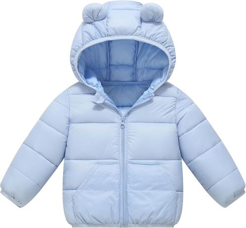 AIWUHE Baby Hooded Down Jacket Boys Girls Light Puffer Winter Coats Toddler Bear Ears Zipper Up Down Coats Outwear 6M-4T in Saudi Arabia