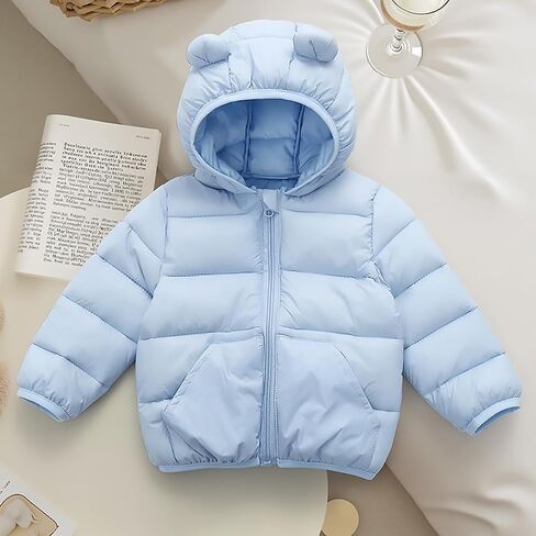 AIWUHE Baby Hooded Down Jacket Boys Girls Light Puffer Winter Coats Toddler Bear Ears Zipper Up Down Coats Outwear 6M-4T in Saudi Arabia