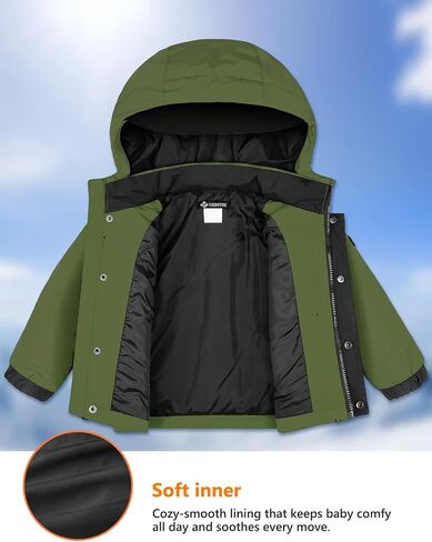 GEMYSE Toddler Winter Coat Waterproof Baby Boys Ski Snow Jacket with Hood Thicken Warm Kids Jacket Outerwear in Saudi Arabia