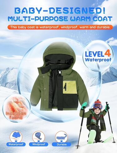GEMYSE Toddler Winter Coat Waterproof Baby Boys Ski Snow Jacket with Hood Thicken Warm Kids Jacket Outerwear in Saudi Arabia